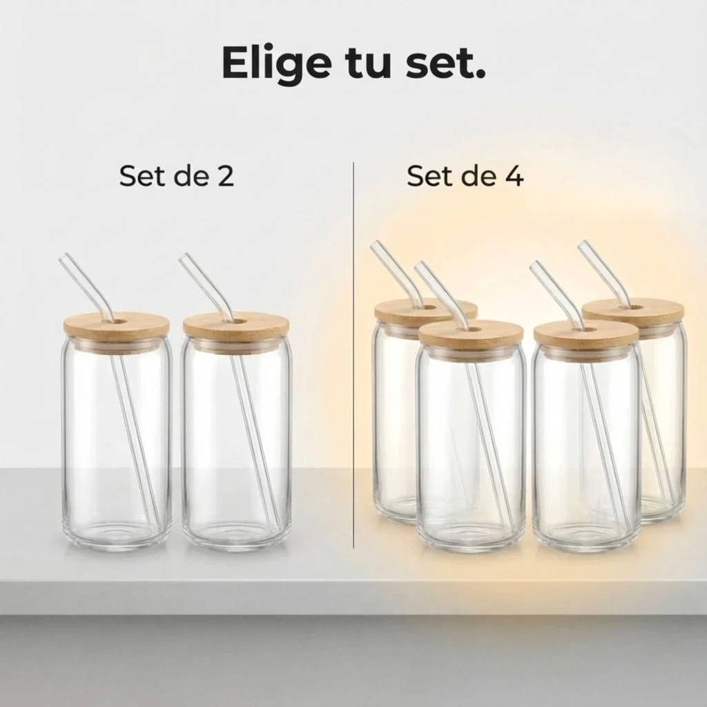 Set de Degustación Premium de Vidrio y Bambú (+ Pajitas)