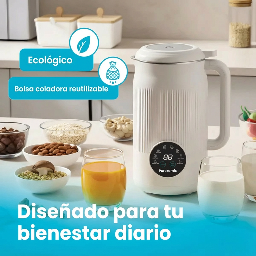 [-60% Pack Navideño] Purezamix – La Batidora Multifunción 8 en 1 de Leches Vegetales y Zumos