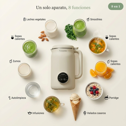 PureZamix - Máquina Multifunción 8 en 1 para Bebidas Vegetales Frescas