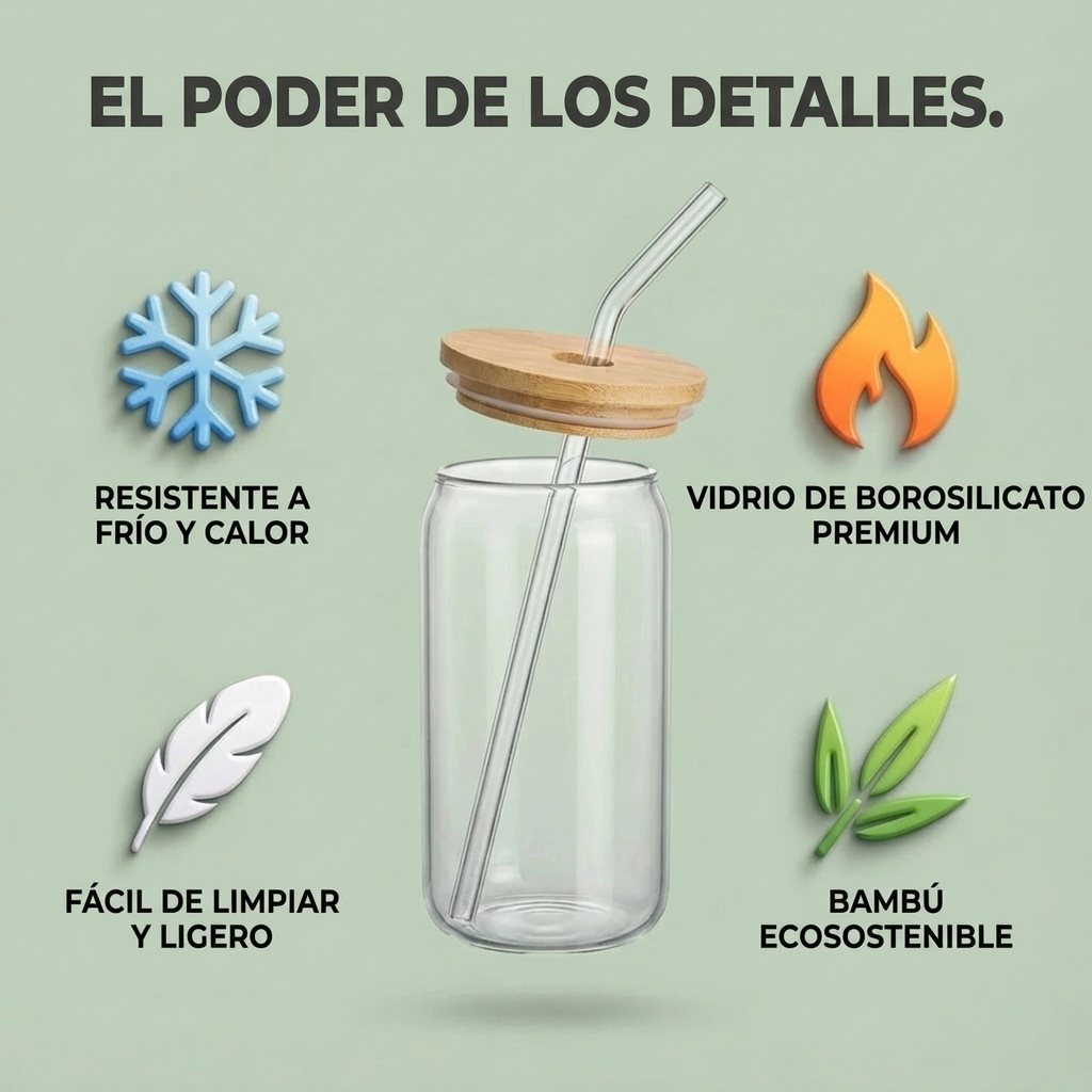 Set de Degustación Premium de Vidrio y Bambú (+ Pajitas)