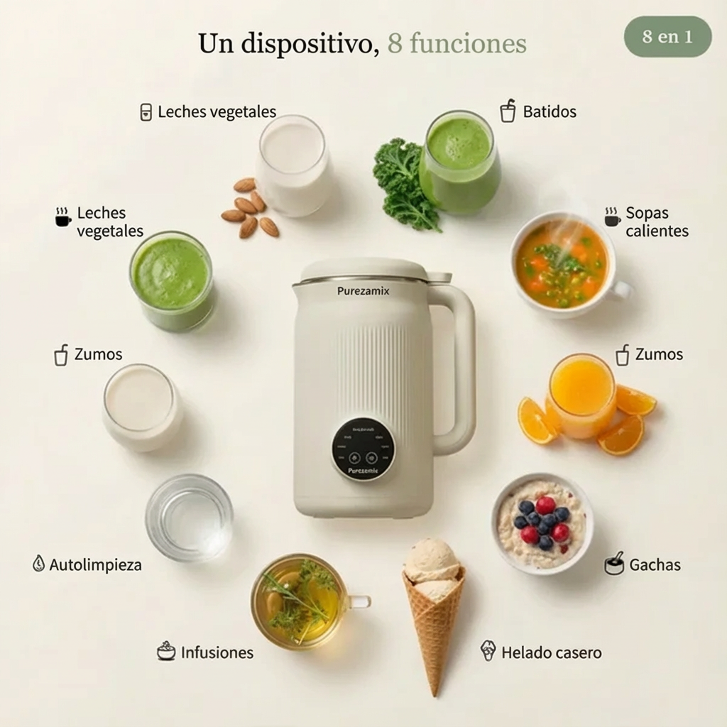 [-60% Pack Navideño] Purezamix – La Batidora Multifunción 8 en 1 de Leches Vegetales y Zumos