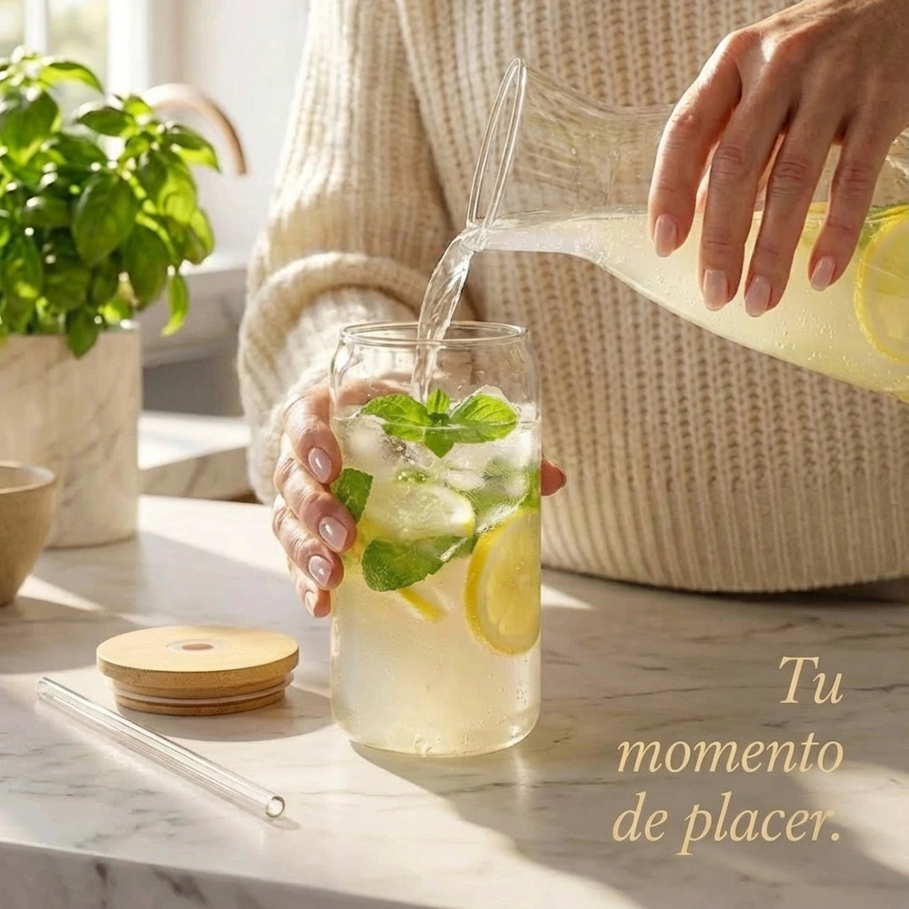 Set de Degustación Premium de Vidrio y Bambú (+ Pajitas)