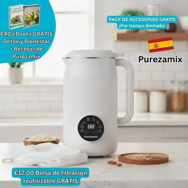 [-60% Pack Navideño] Purezamix – La Batidora Multifunción 8 en 1 de Leches Vegetales y Zumos